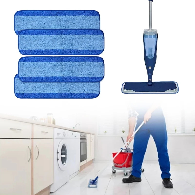 

Y98B 4 Pcs Microfiber Moping Cloth Replacement Heads for Bona Floor Care System Wet/Dry Flat Mop Cloth Cleaning Tools Mop