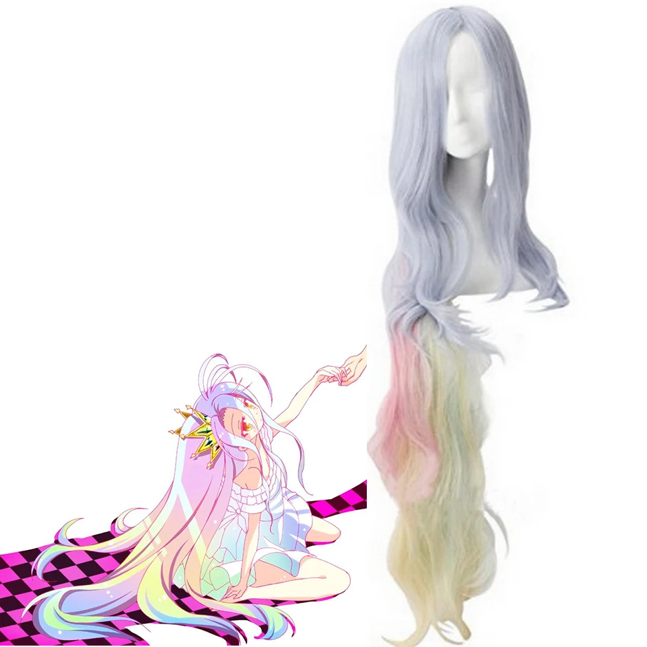 

Anime No Game No Life Shiro Wig Long Gradient Hair Heat Resistant Sythentic Hair Role Play Shiro Wigs Women+ Free Wig Cap