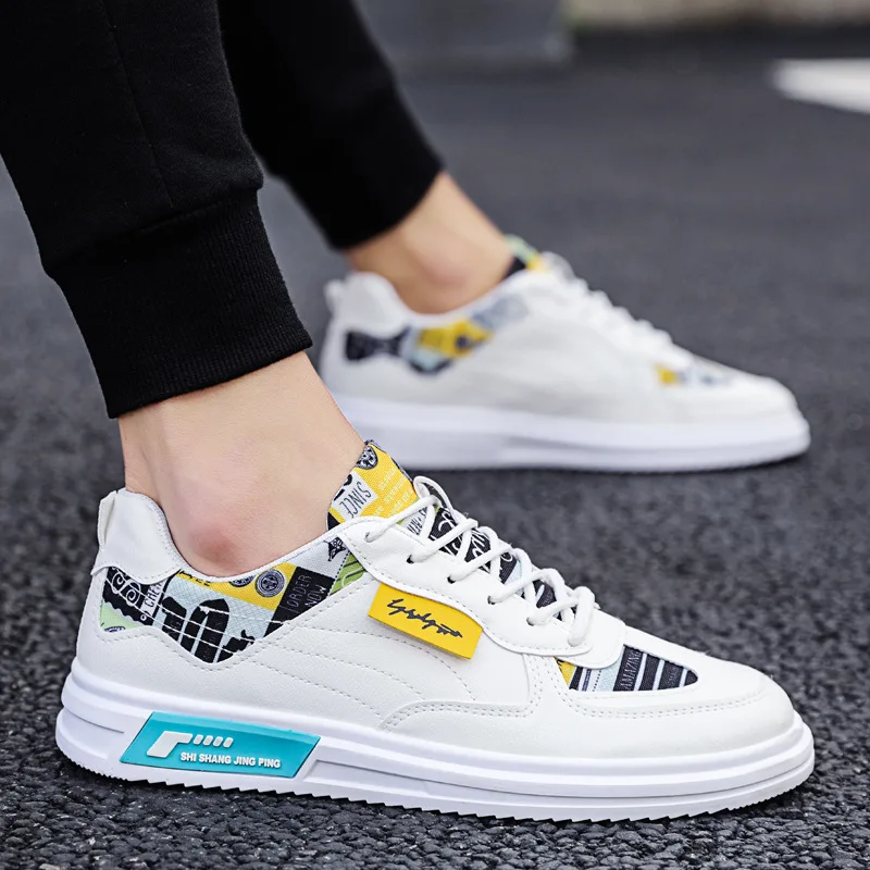 

Кроссовки мужские с низким вырезом, повседневная обувь, дышащие, кожаные, для студентов и подростков, весна-осень-зима