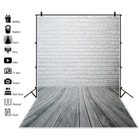 grunge white brick wall wooden floor photography backgrounds photo backdrops baby pet doll food portrait photophone photozone