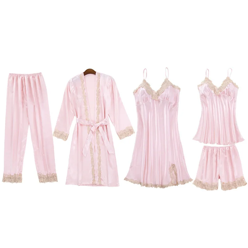 Пижама женская атласная кружевная пикантная мягкая Ночная рубашка в стиле