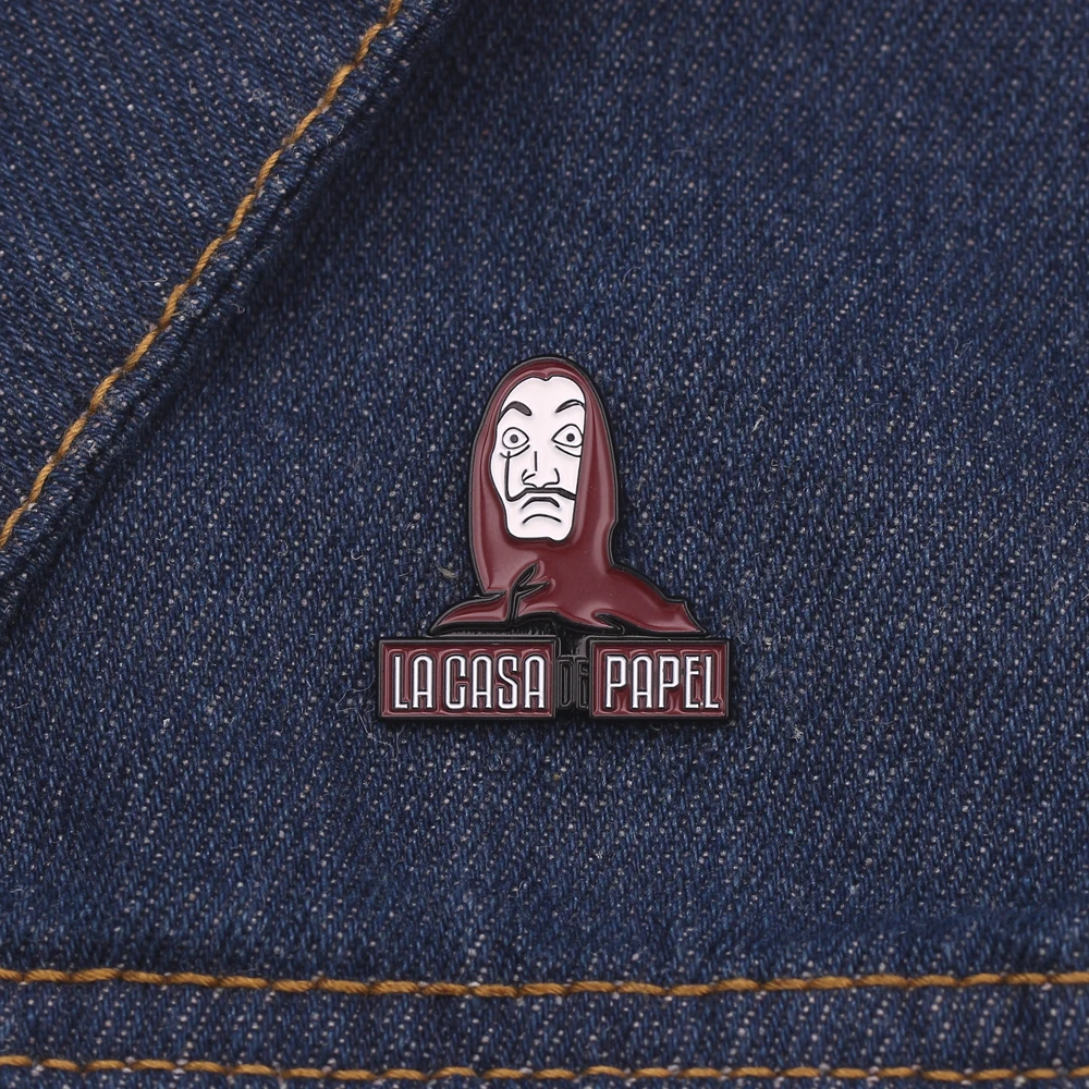 hot sale la casa de papel badge pins brooch the house of paper money heist salvador dali enamel brooches gifts for fans souvenir free global shipping