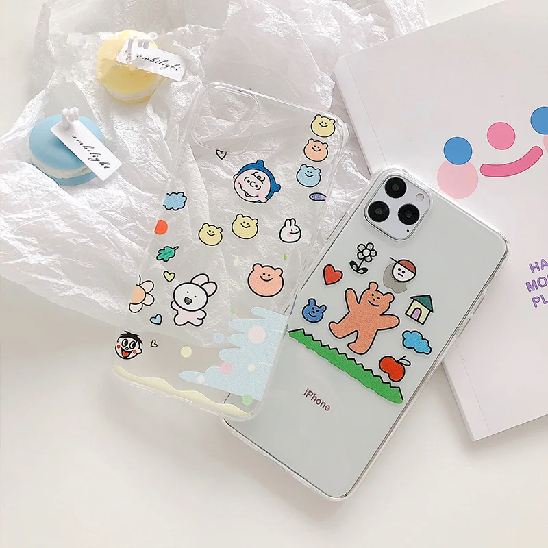 Korean phone case cartoon bear for iphone 11 Pro Max xs max xr x cover 6 6s 7 8 plus funda Charlie soft silicone tpu |