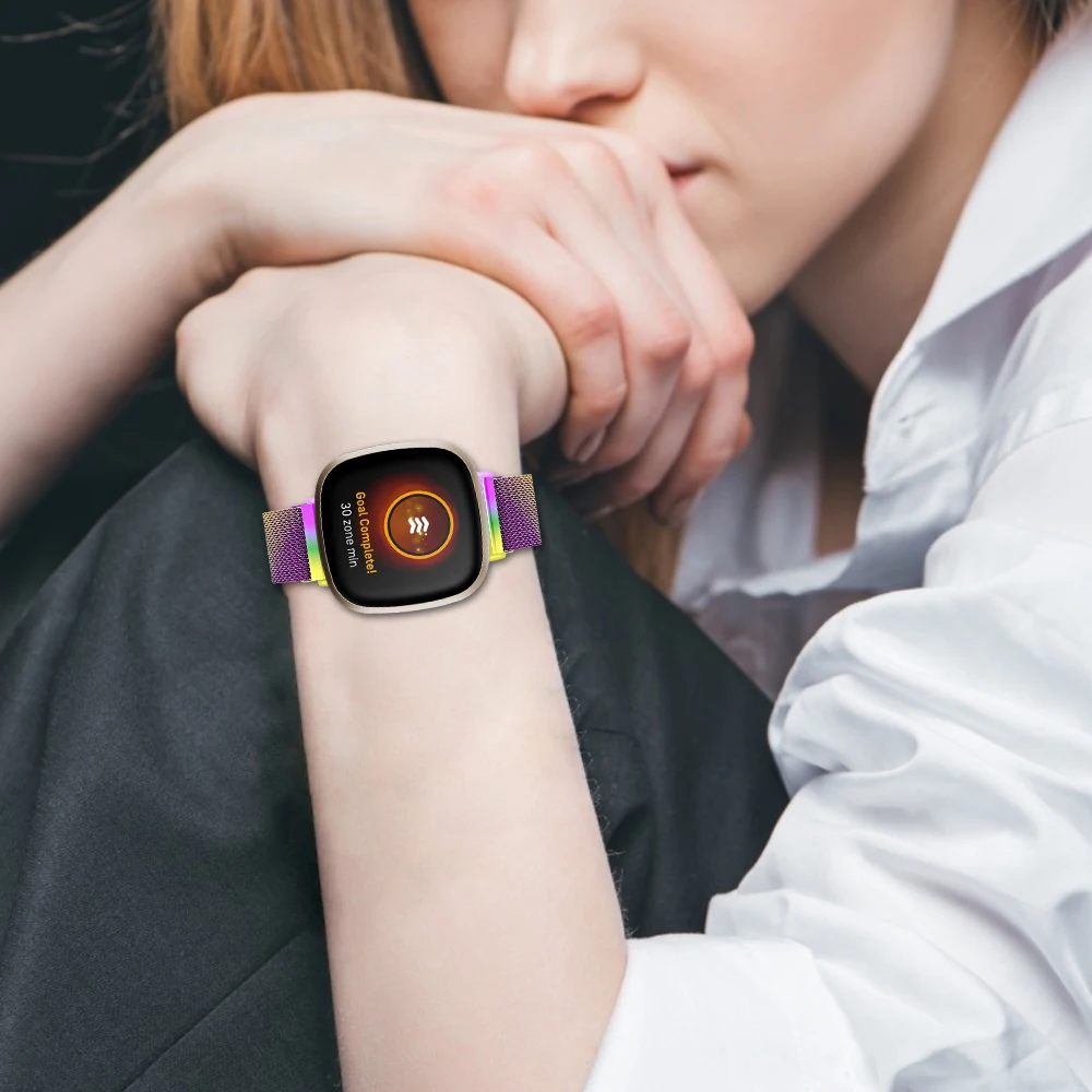 

Metal Stainless Steel Band For Fitbit Versa3/Sense Strap Wrist Milanese Loop Magnetic Bracelet For fitbit Verse Band Accessories