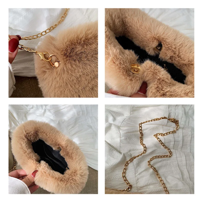 Женская зимняя мини сумка с мехом и искусственным модная мессенджер женский