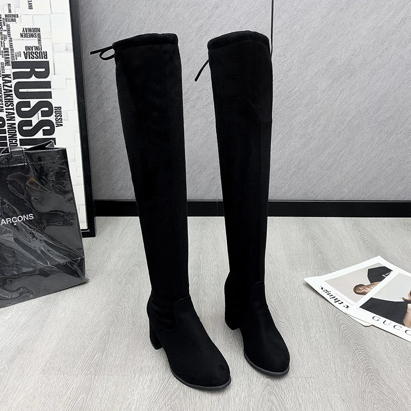 

Thigh High Boots Women Winter Boots Women Over The Knee Boots Flat Elastic Sexy Fashion Shoes 2022 Black Botas Mujer Socks Boots