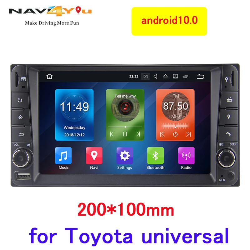 Автомагнитола 2DIN на Android 10 мультимедийный плеер 7 дюймов с GPS Bluetooth TPMS OBD USB/SD ОЗУ 4 Гб