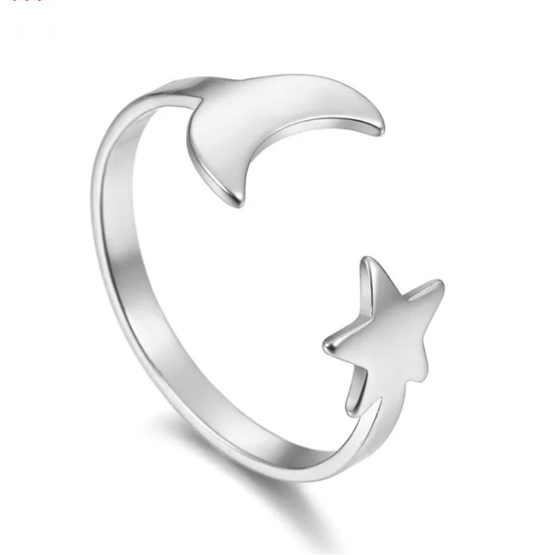 

Italian Simple Boutique Star Moon Opening Ring Fashion Boys and Women Holiday Gifts Party Jewelry Wholesale
