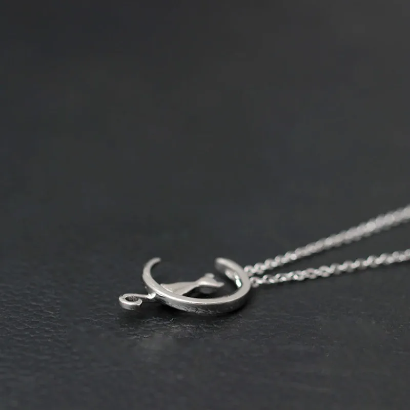 925 пробы серебряная Луна ожерелья с котом и подвески для женщин милые подарки