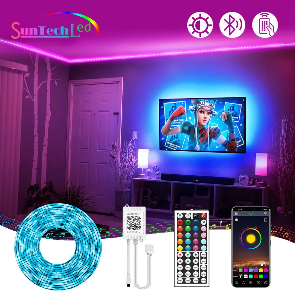 Suntech SMD 5050 RGB Светодиодная лента s Bluetooth светодиодсветильник 5 м 30 Гибкая 12 В Лента