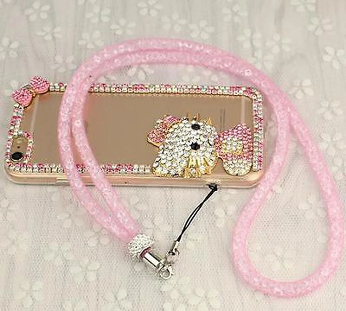 Rhinestone Phone Charm Hanging Neck Lanyard Crystal Rope Pendant Anti-Lost Anti-Drop Phone Protective Rope Ladies Jewelry Gifts
