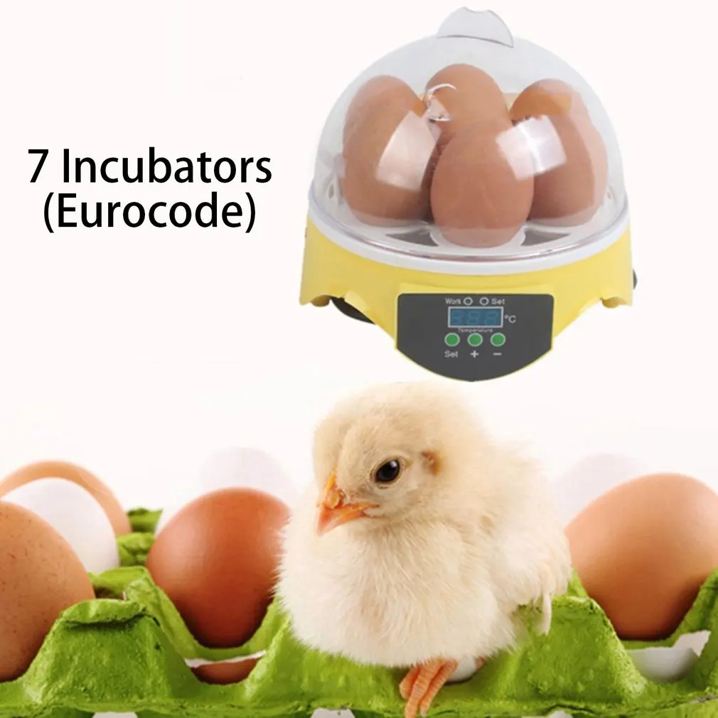 

220V Mini 7 полностью автоматический инкубатор для яиц инкубатор Птицы Брудер цифровой Температура инкубатор куриных яиц Утка Птица
