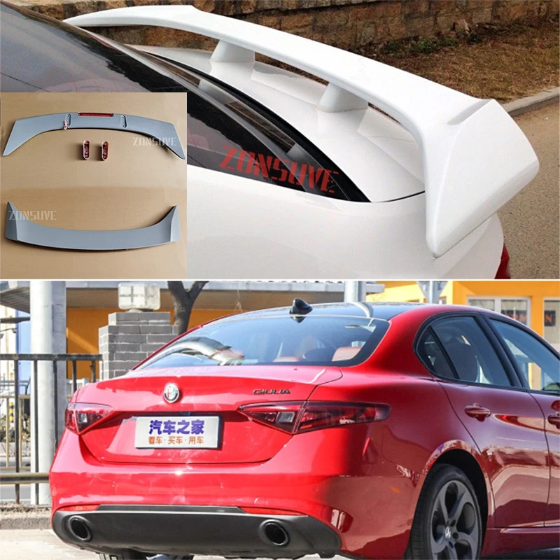 Используется для Alfa Romeo Giulia 2015 2020 спойлер из АБС пластика углеродного волокна вид