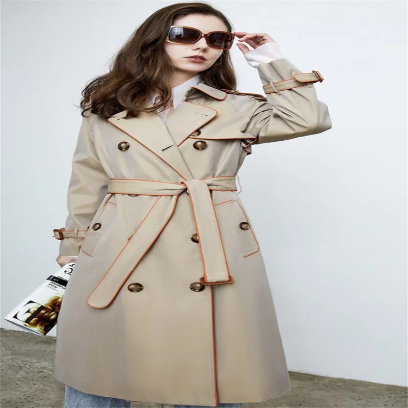 

Windbreaker women's trench coats spring autumn new industry hemming craft classic chameleon British style long clothes style