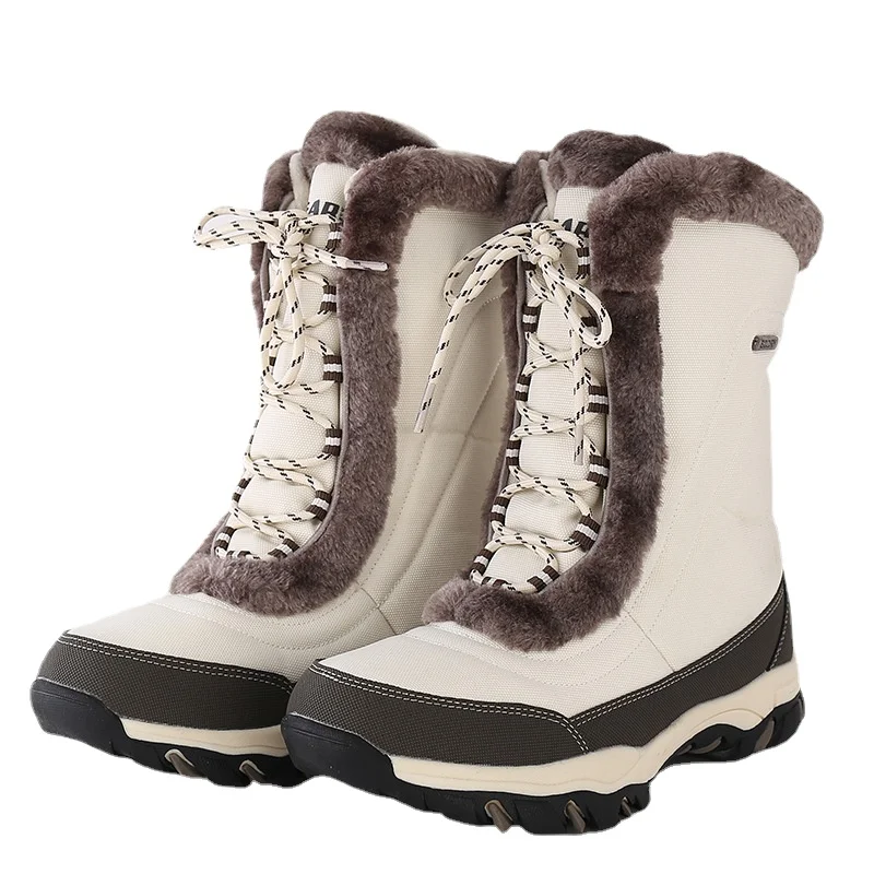 

High Top Outdoor Snow Boots Women 2019 New Winter Mid Boots plus Size plus Velvet Warm Skiing Boots