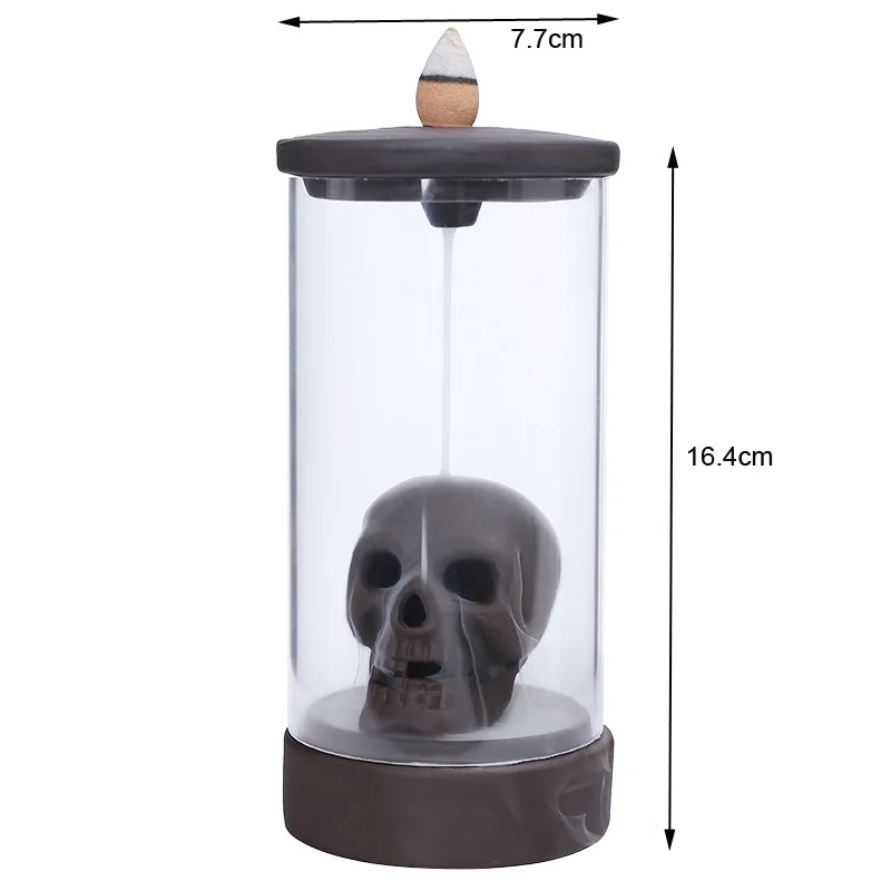 

Ceramic Handicraft Windproof Waterfall Backflow Skull Incense Burner Home office Tea House Decorate Ceramic Incense Fountain