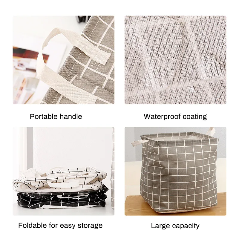 

2021 New Folding Linen Fabric Storage Basket Cube Kids Clothes Storage Box Waterproof Laundry Basket For Toys Organizers