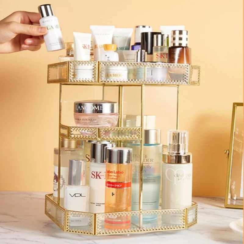 Вращающийся ящик для хранения косметики поднос макияжа глаз подставка коробка