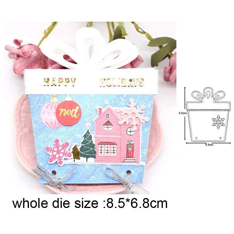 

Рождественские подарочные металлические штампы в форме банта 2020 для рукоделия, скрапбукинг, штампы для тиснения, штампы для альбомов, бумаг...