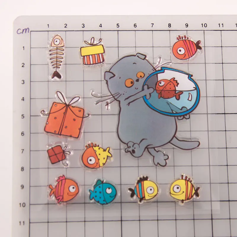 Кошка рыбы прозрачный силиконовый штампы для DIY Скрапбукинг декорирование