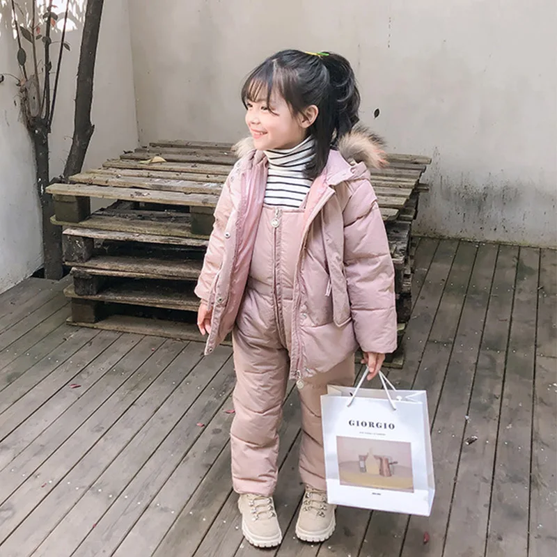 Детский Зимний пуховик комплекты теплой одежды для маленьких мальчиков и