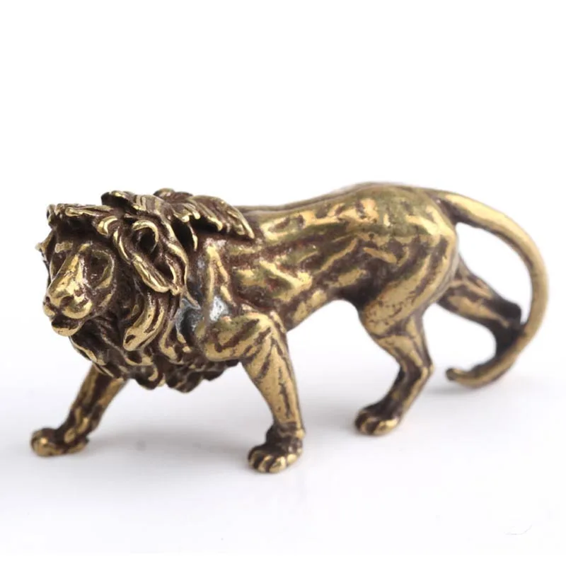 1pcs Lion Ornament Copper Majestic King Miniatures Figurines Vintage Craft Desk Decor Accessories Handmade Lines | Дом и сад
