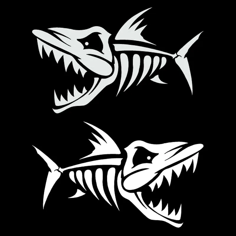 

Volkrays 2 X Personality Car Sticker Skeleton Fish Bone Fishing Art Decor Accessories Vinyl Decal Black/Silver,6cm*11cm