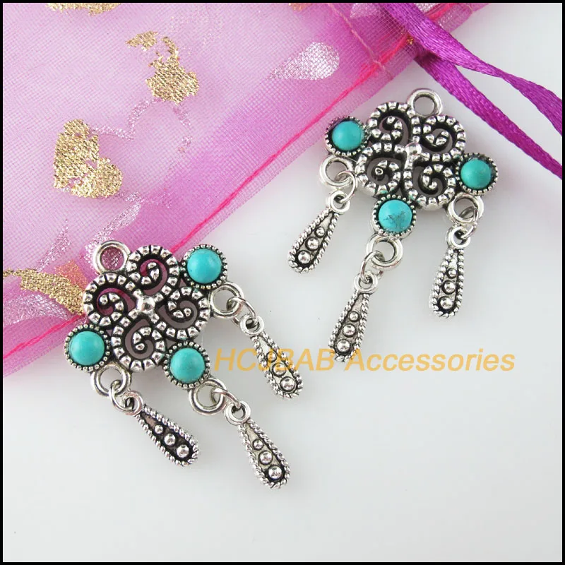 5 шт. Тибетский Серебряный тон китайский узел камень каплевидные кисточки