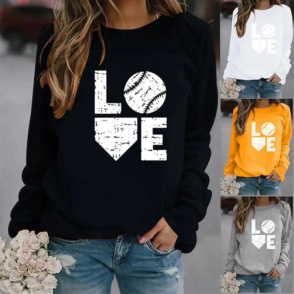 

Ladies LOVE Words Printed Sweater Fashion Comfy Pullover Work Casual Tops
