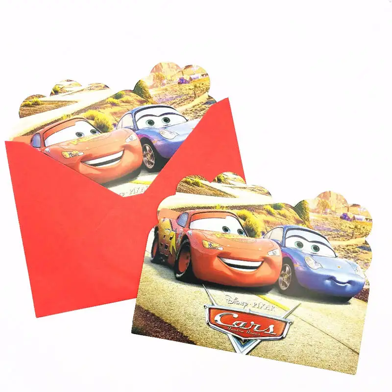 Inviting card 6pcs Красная молния Маккуин пластиковые скатерти вечерние украшения автомобили день рождения/Рождество Детские праздничные принадлежности - Цвет: Inviting card 6pcs