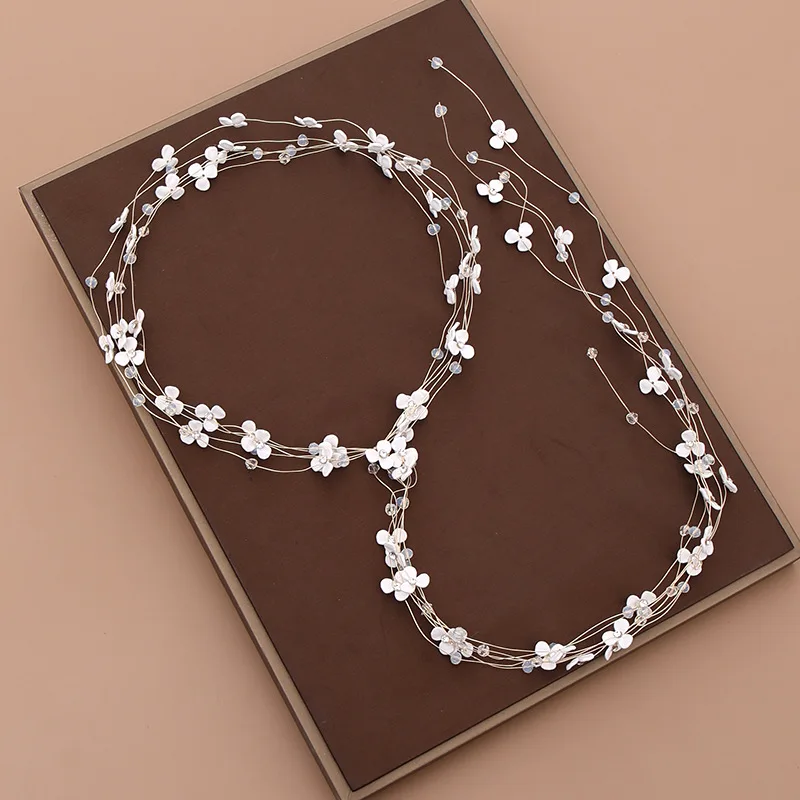 Жемчужная Повязка для волос белый цветочный обруч тиара простой головной убор