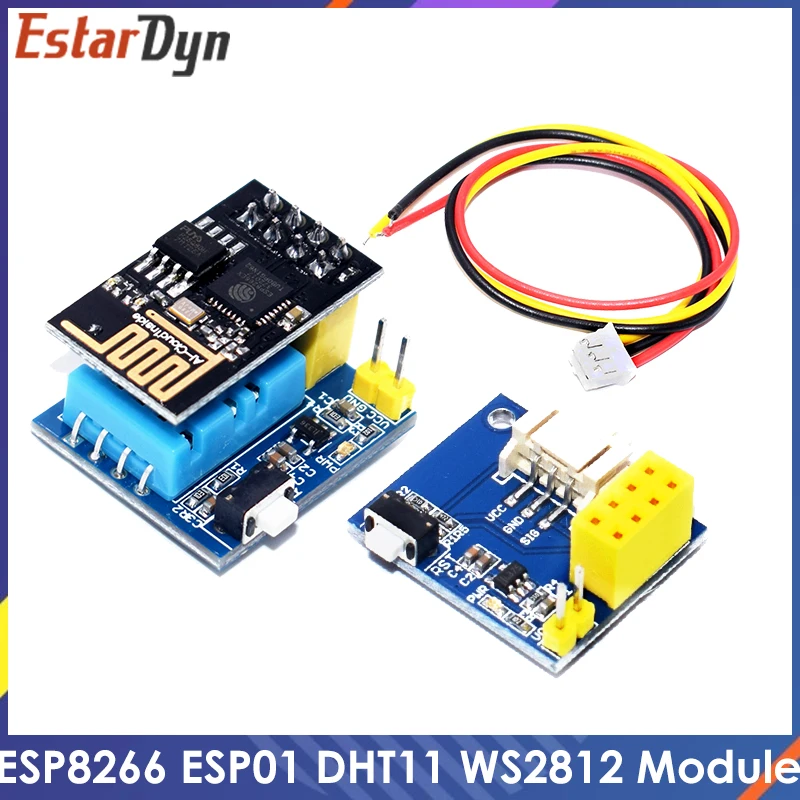 ESP8266 ESP-01 DHT11 модуль датчика температуры и влажности IDE WS2812 RGB светодиодный контроллер esp8266 Wifi NodeMCU Smart Home IOT