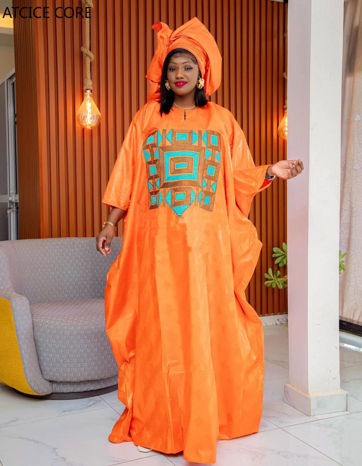 Африканское платье для женщин базин богатый свободный стиль Grand BouBou вышивка