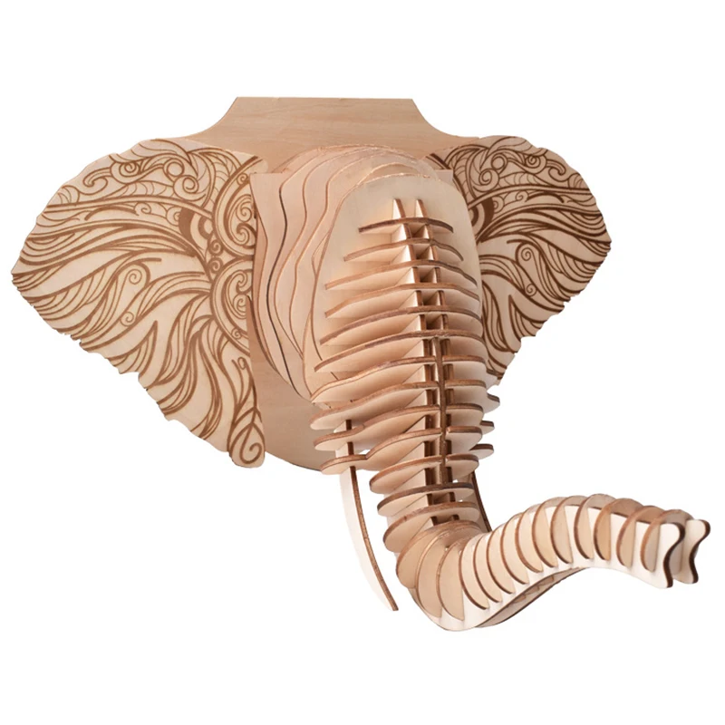 

DIY 3D Wooden Animal Puzzle Elephant Deer Model Building Kit Educational Wall Hanging Jigsaw Toys for Children Gifts Home Decor