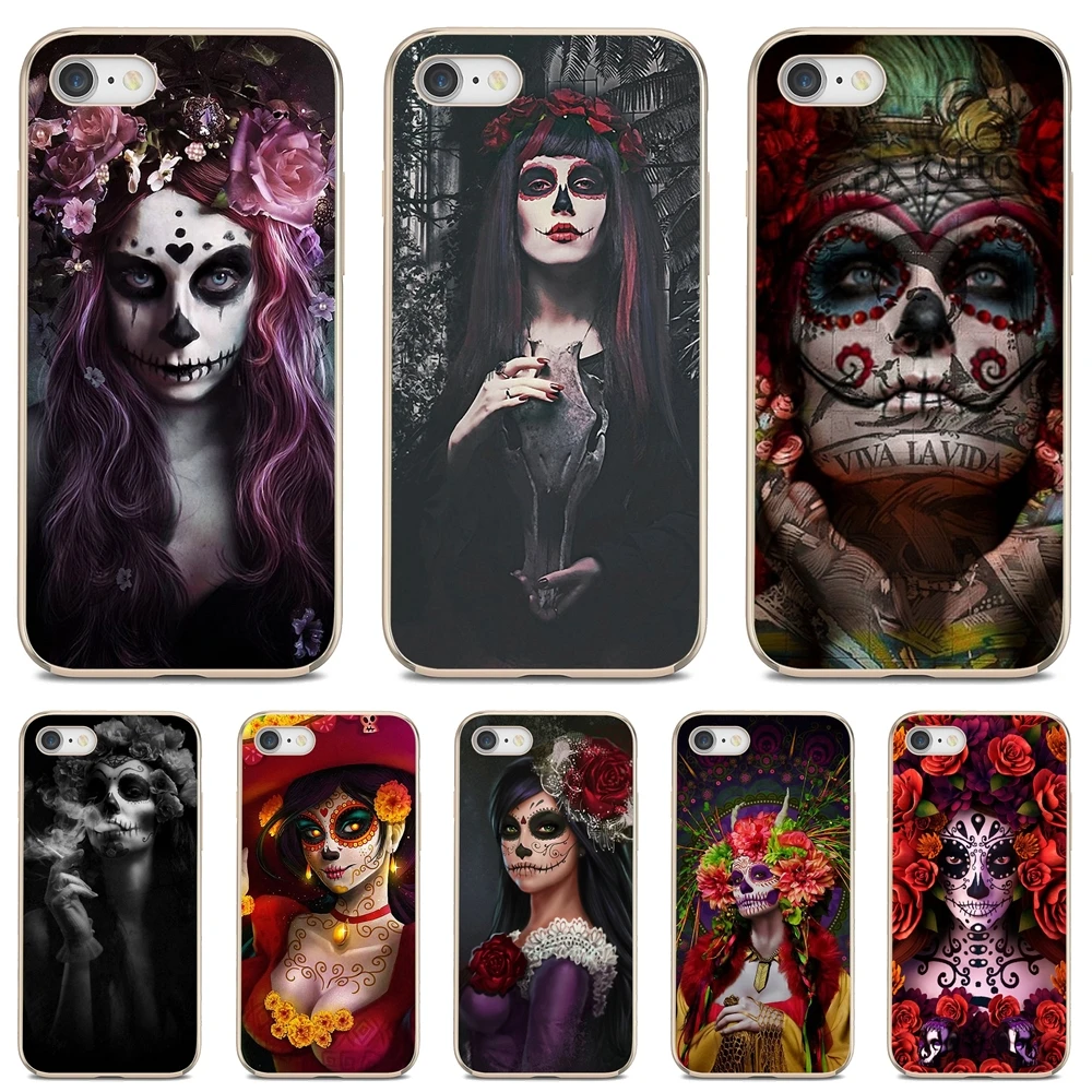 

catrina-beautiful-rose-girl-Skull Phone Covers For iPod Touch iPhone 10 11 12 Pro 4S 5S SE 5C 6 6S 7 8 X XR XS Plus Max 2020