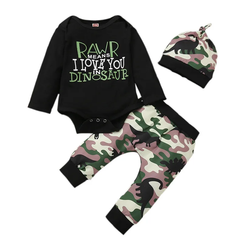 

2021 г. Одежда для маленьких мальчиков камуфляжные наряды Боди-брюки с длинными рукавами и надписью Одежда для младенцев из 3 предметов