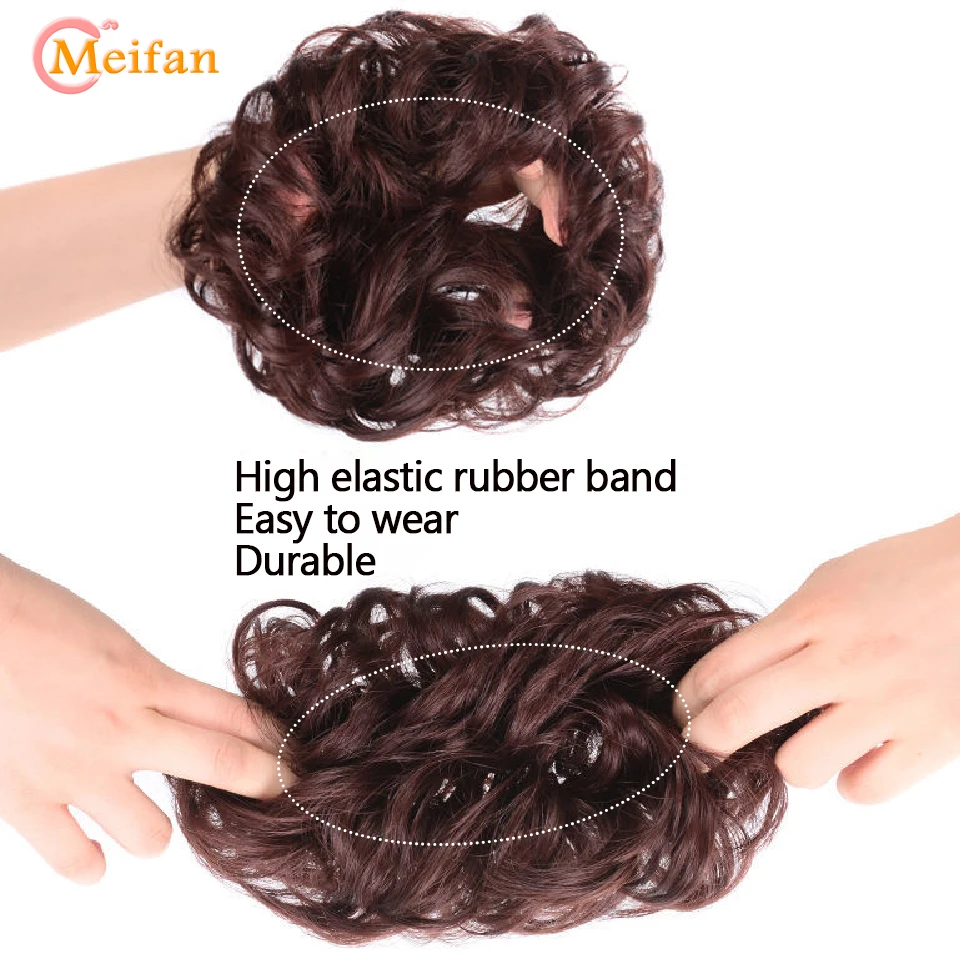 Вьющиеся резинки MEIFAN шиньон с резиновой лентой кольцо из синтетических волос