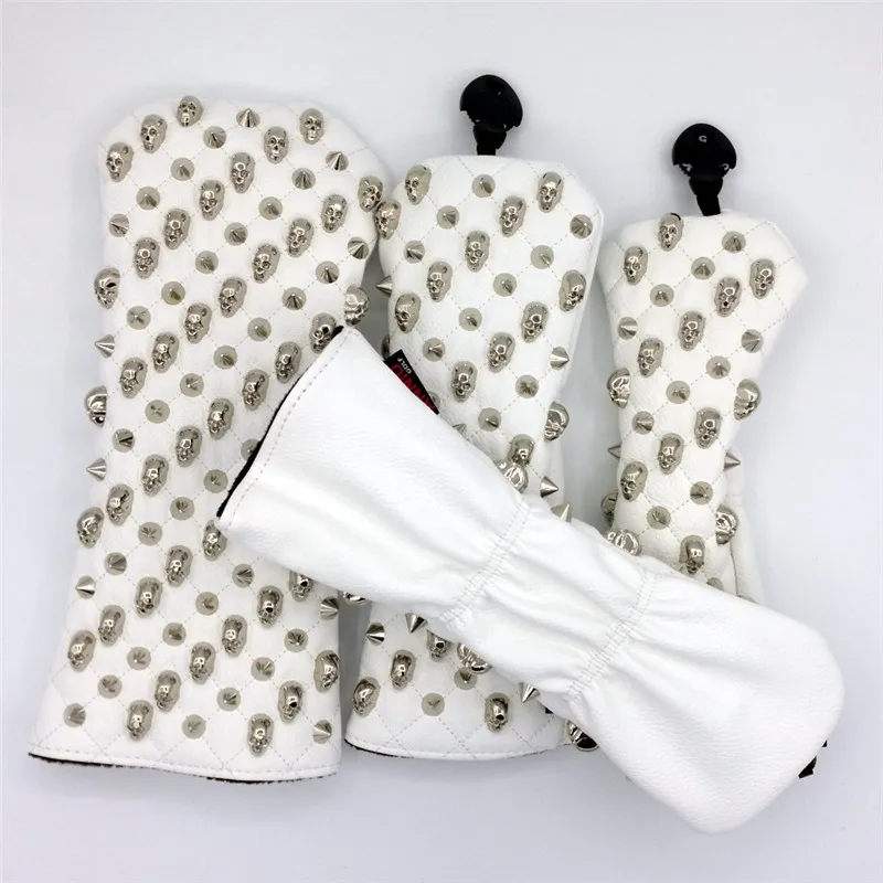 Чехлы для гольфа премиум-класса с серебряным черепом и заклепками 2 цвета | Спорт