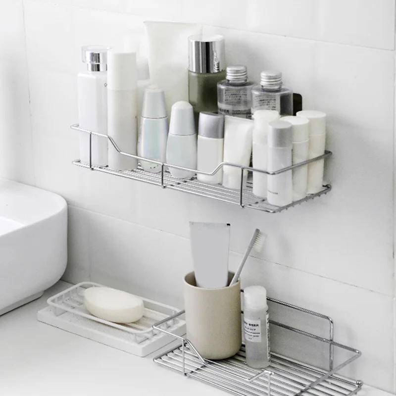 

Stainless Steel Shower Organizer Basket Bathroom Shelf Shower Basket Wall Mounted Storage Shelf Rack with Suction Cup