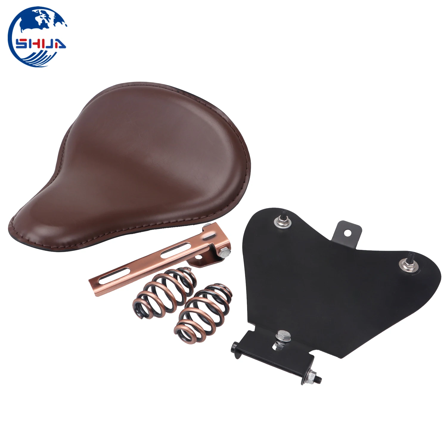 Ретро коричневый кожаный тонкий Solo Seat + 3 &quotпружинный Кронштейн монтажный