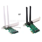 Беспроводная сетевая карта Wi-Fi Mini PCI-E Express к адаптеру PCI-E 2 антенны Внешний ПК Прямая доставка