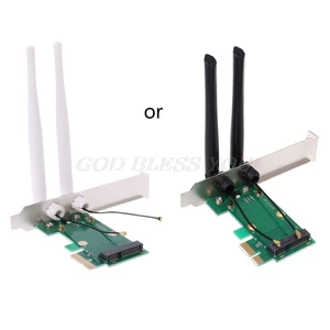 Беспроводная сетевая карта Wi-Fi Mini PCI-E Express к адаптеру PCI-E 2 антенны Внешний ПК Прямая доставка