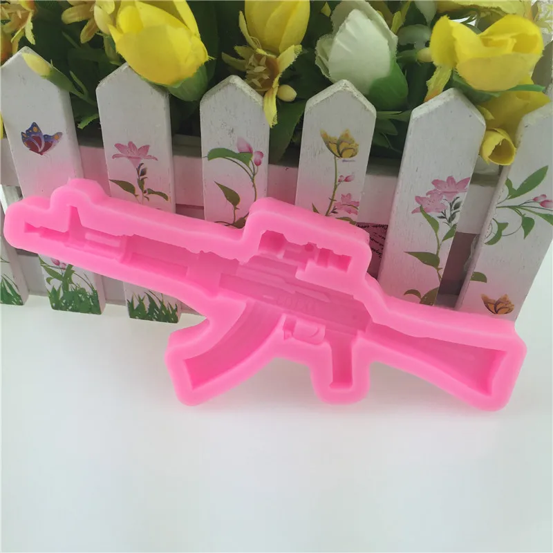 

DIY Pistol AK Gun Shape Fondant Soap 3D Cake Silicone Mold Cupcake Jelly Candy Chocolate Decoration Baking Tool Moulds