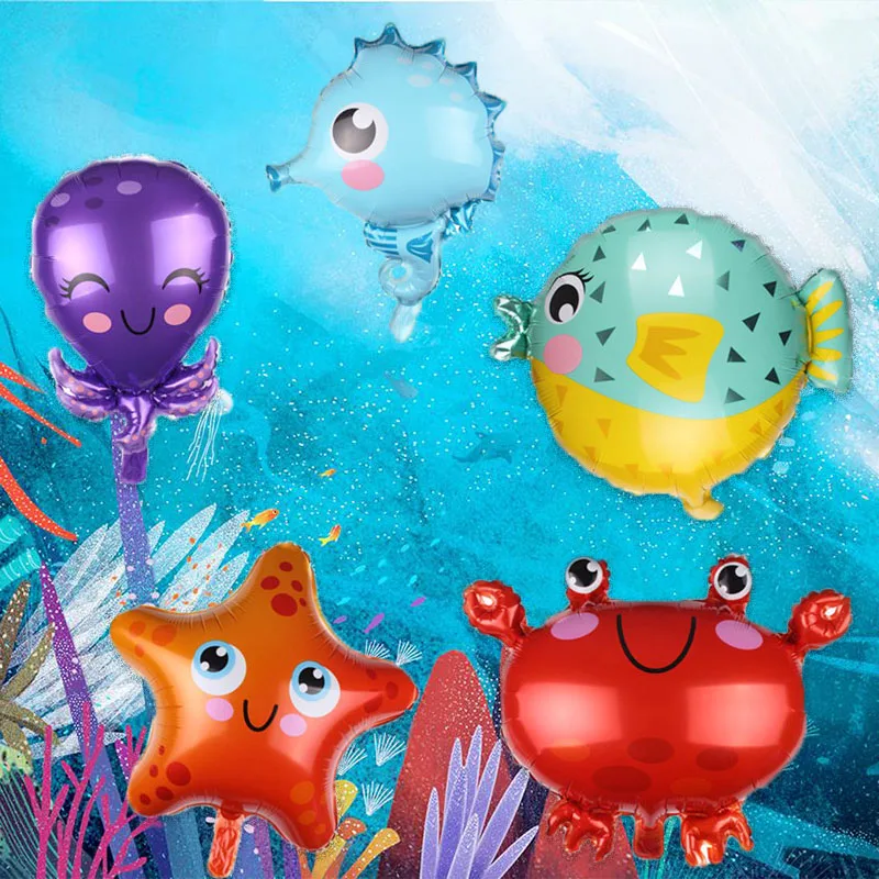 

Wedding Sea Animal Foil Balloon kids Birthday Party Decoration Shark octopus crab Puffer fish baloon starfish Theme helium ball