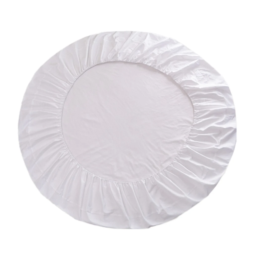 

Solid Color 100% Cotton Round Bed Fitted Sheet Bed Cover for Hotel Home Office Cafe Bar Chair Accessories, 16 Colors Available