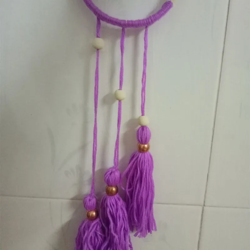 A purple Деревянные бусины Кольцо шерсть кисточкой настенный орнамент INS скандинавском стиле детская палатка Детская комната украшения игрушки подарки реквизит для фотосессии - Цвет: A purple