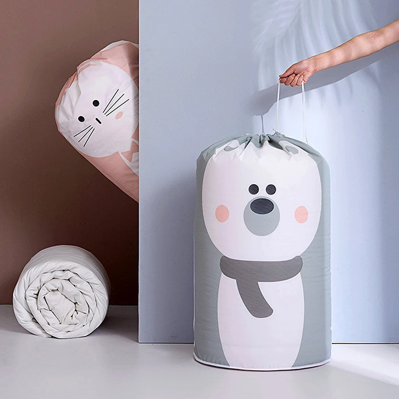

Cute Drawstring Closure Storage Bag Foldable Large Capacity Quilt Luggage Organizer Bags Moisture-proof Closet Storage Package
