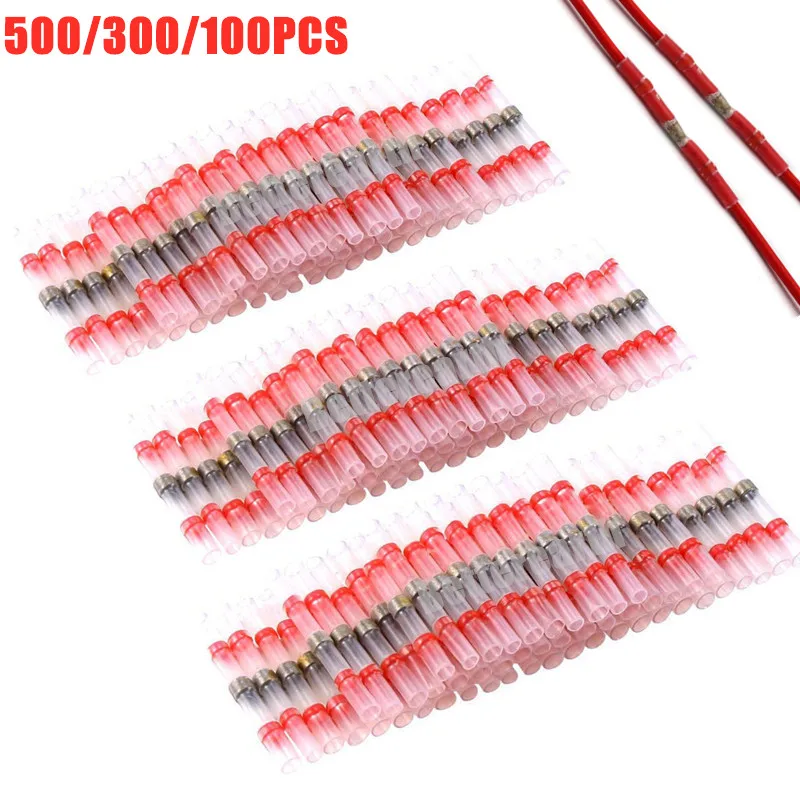 

500/300PCS Solder Seal Wire Connectors Waterproof Heat Shrink Butt Connectors Electrical Wire Terminals Insulated Butt Splices
