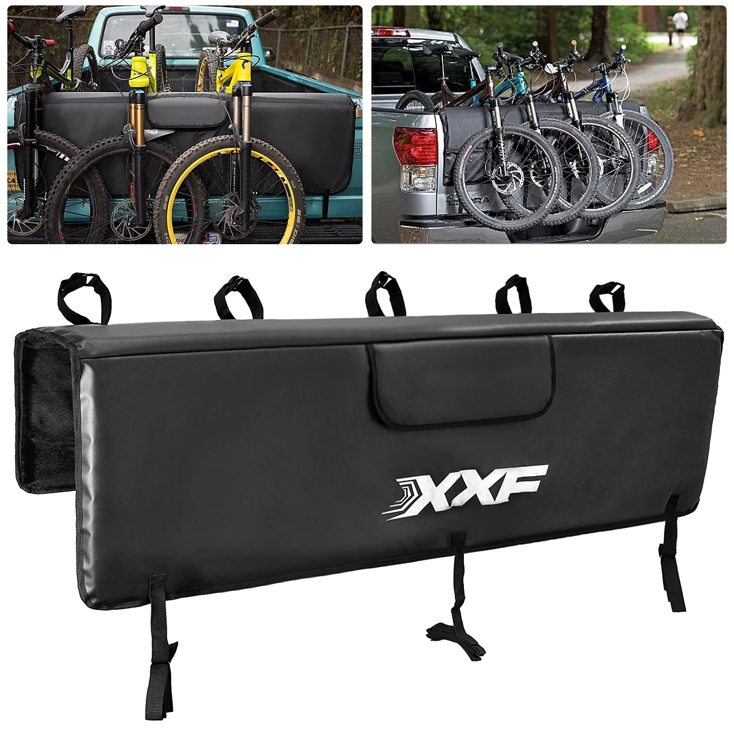 

Tailgate Cover Protection Pad Mountain Bike Pick-up Pad with 5 Bike Frame Fixing Straps for Truck
