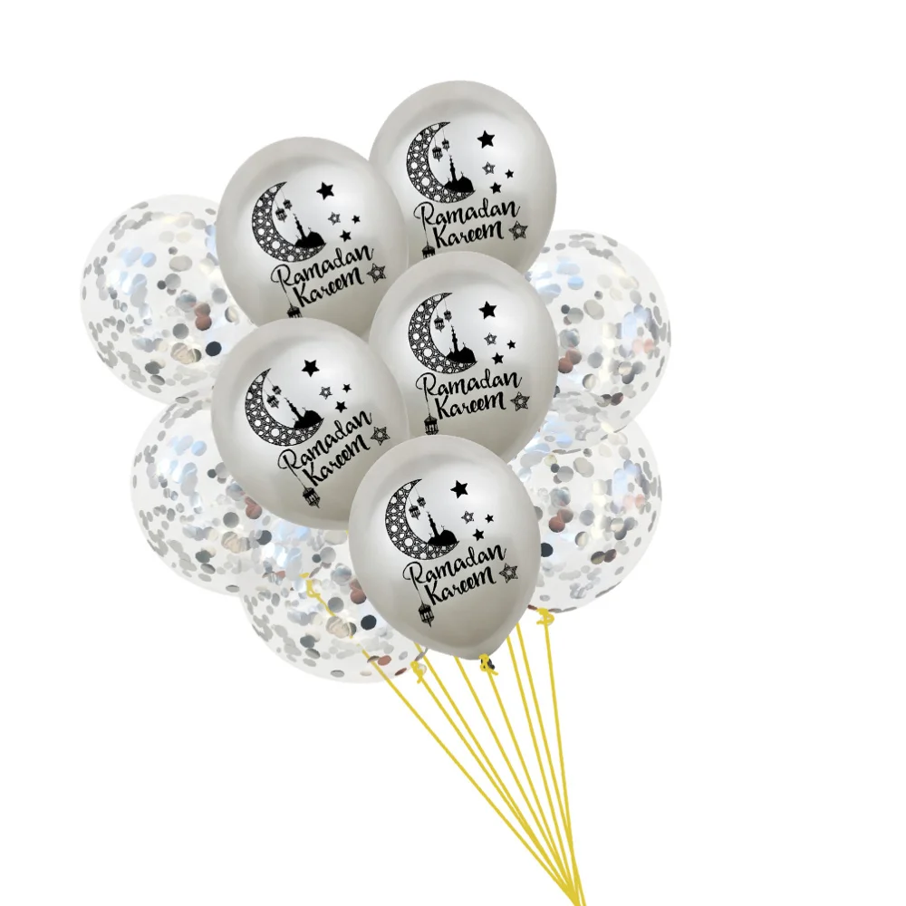 

20pcs 12 Inches Ramadan Kareem Letter Printing Balloons Latex Confetti Balloons Ornaments Set Ramadan Layout Decorations Party